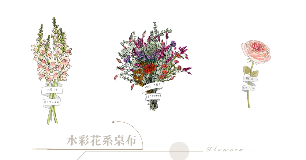 令人心神平靜的花：10張柔和色調「水彩花朵桌布」，每天都被空靈的花朵療癒你心～