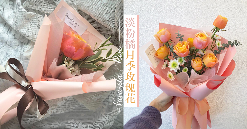 甜甜的超窩心～♡ 韓國大熱「淡粉橘月季玫瑰花」，超暖心花語女生收到這個絕對會被甜到！